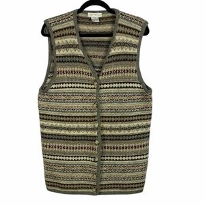 Vintage Jump Tricots 100% Shetland Wool Fair Isle Sweater Vest Large TINY FLAW